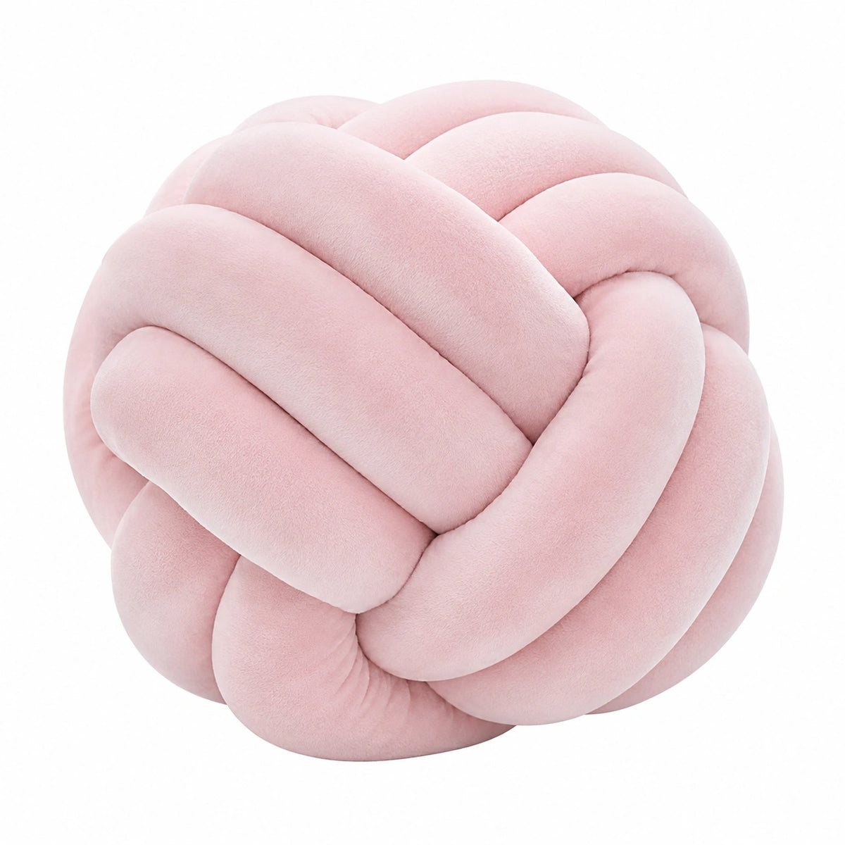 Cuscino decorativo rotondo 30 cm in poliestere rosa - nodo intrecciato morbido