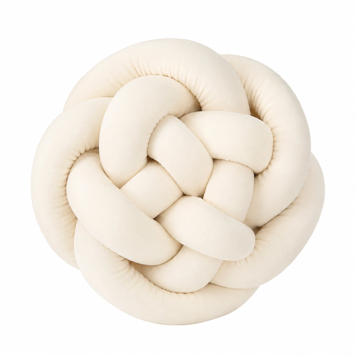 Cuscino decorativo a nodo 30 cm in tessuto beige - morbido e intrecciato