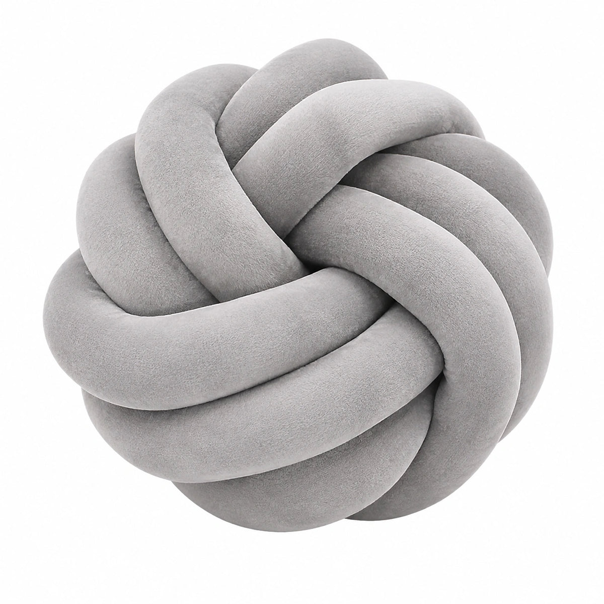 Cuscino decorativo a nodo 30 cm in tessuto effetto velluto grigio per divano stile moderno