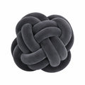 Cuscino decorativo rotondo 30 cm in velluto grigio scuro con nodo intrecciato