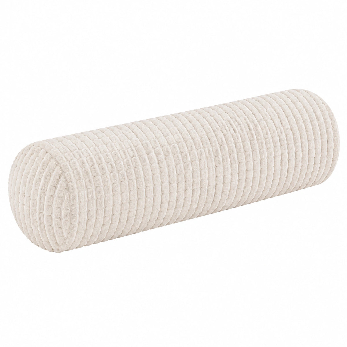 Cuscino cilindrico 15 x 45 cm in poliestere avorio - supporto decorativo testurizzato