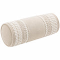 Cuscino cilindrico 20 x 50 cm in tessuto beige stile boho decorativo