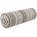 Cuscino cilindrico 60 x 20 cm in tessuto beige e nero con motivo geometrico decorativo