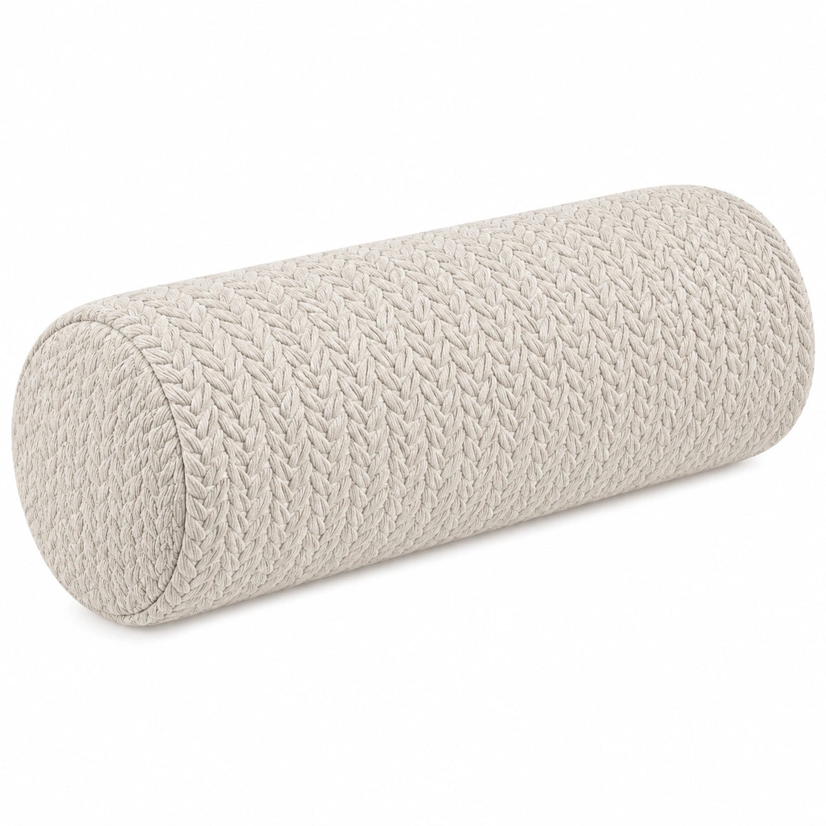 Cuscino cilindrico 20 x 50 cm in tessuto a maglia avorio per supporto decorativo