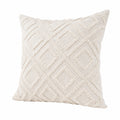 Cuscino decorativo quadrato 45 x 45 cm in tessuto avorio con motivo geometrico in rilievo