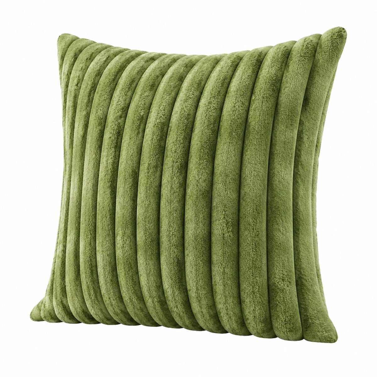 Cuscino decorativo 45 x 45 cm in tessuto verde salvia a coste stile moderno