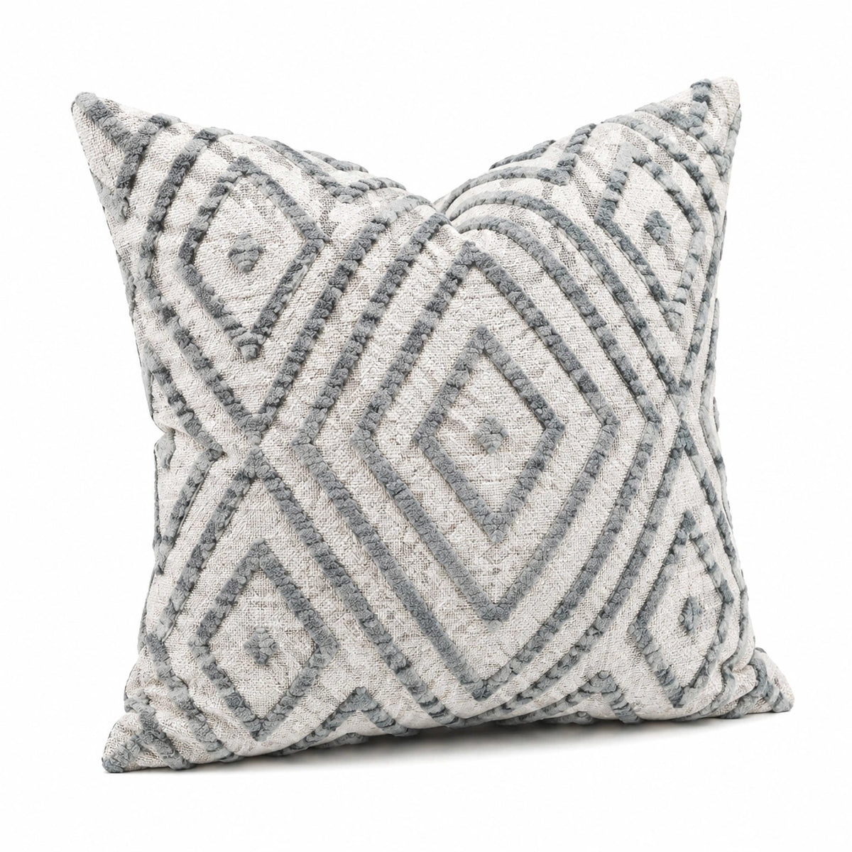 Cuscino decorativo 45 x 45 cm in tessuto beige e grigio con motivo geometrico testurizzato