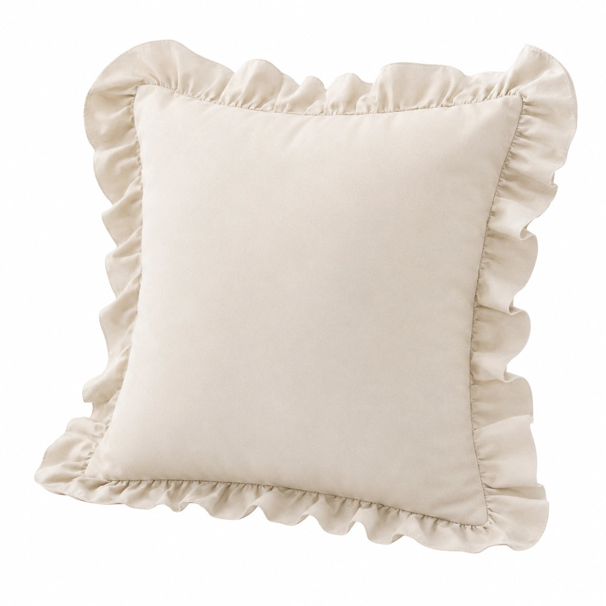 Cuscino decorativo 45 x 45 cm beige con volant in tessuto stile romantico