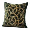 Cuscino decorativo 45 x 45 cm in velluto verde scuro con ricamo dorato intrecciato