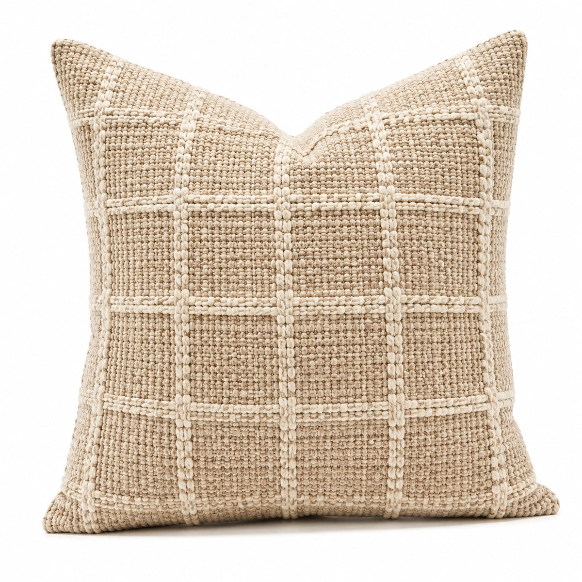 Cuscino decorativo 45 x 45 cm in tessuto beige per divano stile intrecciato