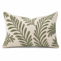 Cuscino decorativo 50 x 35 cm in tessuto beige e verde con ricamo botanico - stile naturale