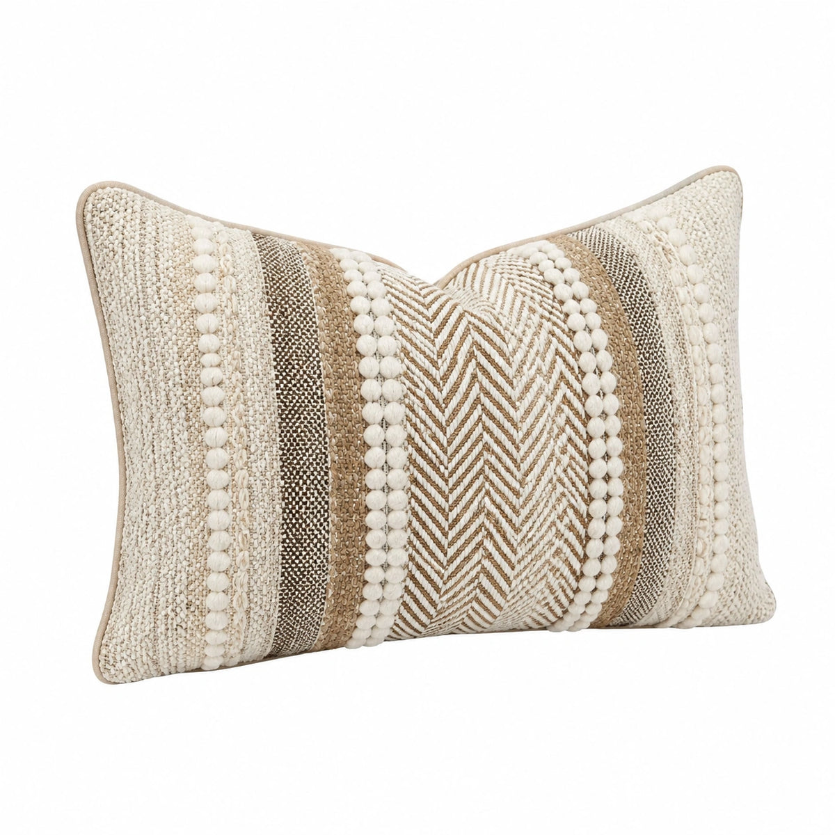 Cuscino decorativo 50 x 30 cm in tessuto beige e marrone stile boho