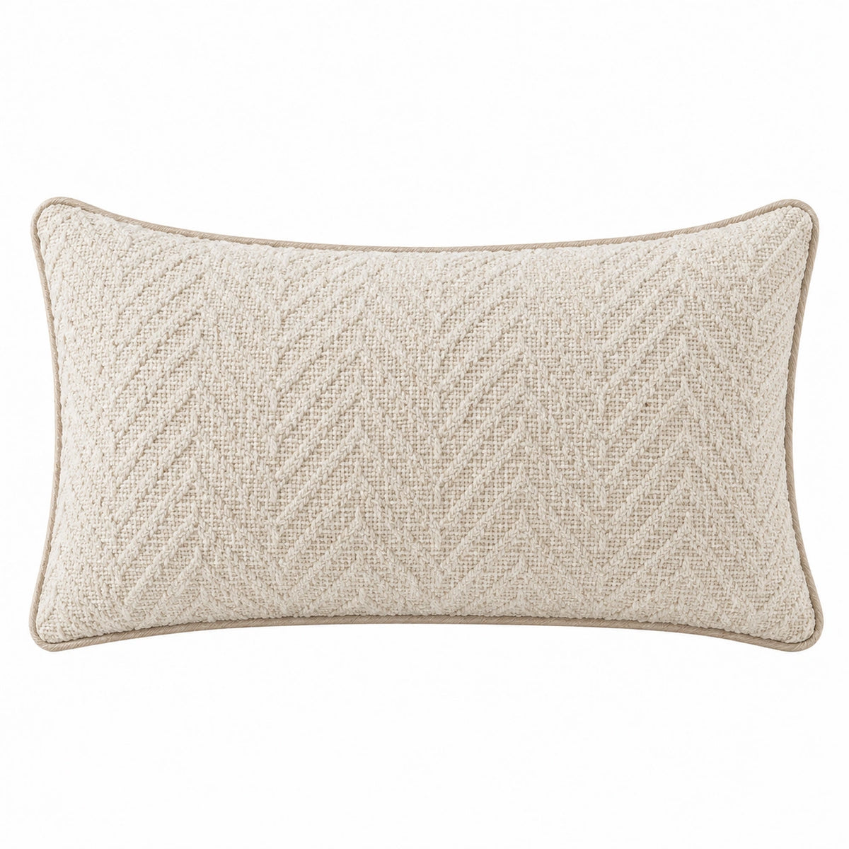 Cuscino decorativo 50 x 30 cm in tessuto beige avorio a trama geometrica per divano stile boho
