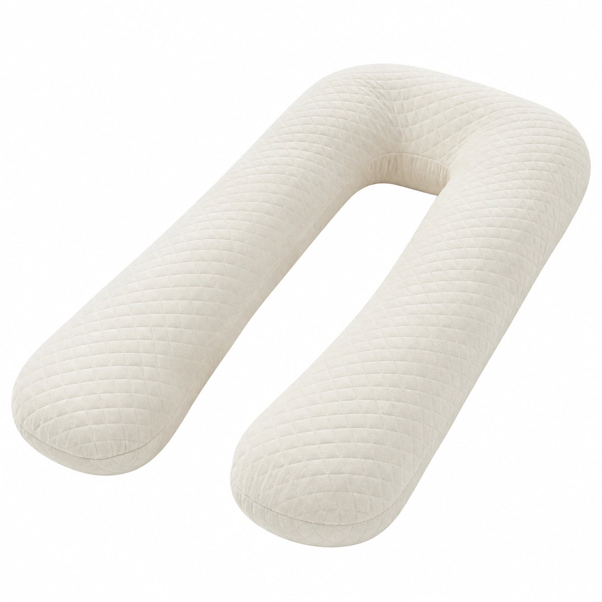 Cuscino gravidanza a U 140 cm in tessuto trapuntato avorio - supporto corpo