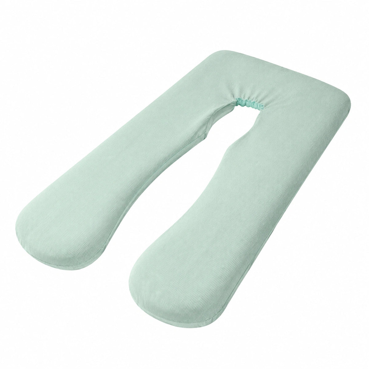 Cuscino gravidanza a U 140 cm in tessuto a coste verde menta - sostegno corpo