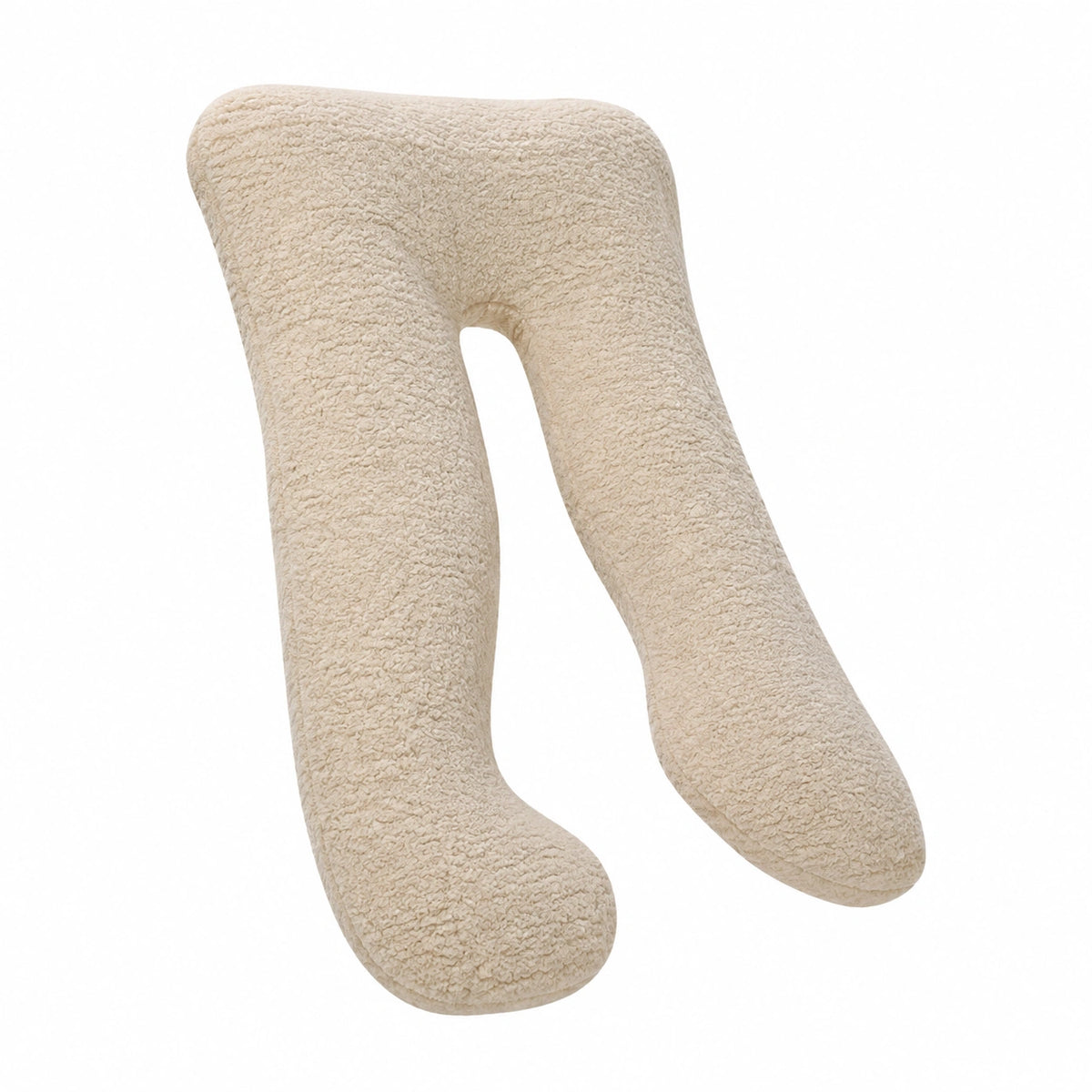 Cuscino gravidanza a U 135 cm in tessuto bouclé beige per riposo e sostegno avvolgente