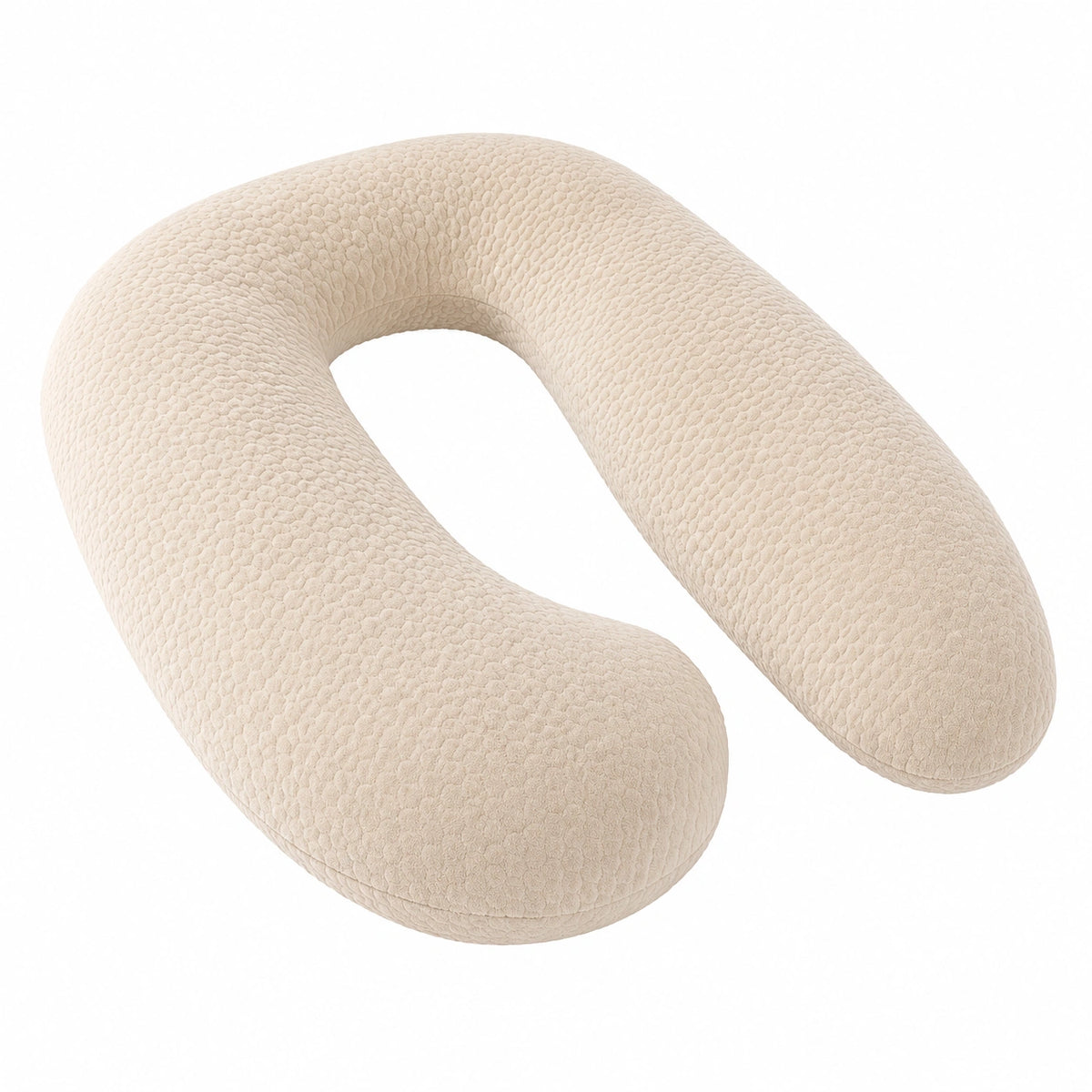 Cuscino gravidanza a U 130 cm in tessuto effetto peluche beige - supporto corpo