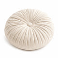 Cuscino decorativo rotondo 40 cm in tessuto bouclé beige con pieghe radiali