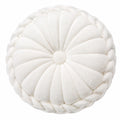 Cuscino rotondo decorativo diametro 40 cm in pelliccia sintetica bianco con motivo floreale