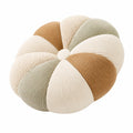 Cuscino decorativo rotondo 45 cm in tessuto a coste beige verde salvia e marrone stile floreale