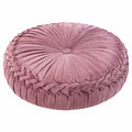 Cuscino rotondo 60 cm in velluto rosa con plissettatura decorativa
