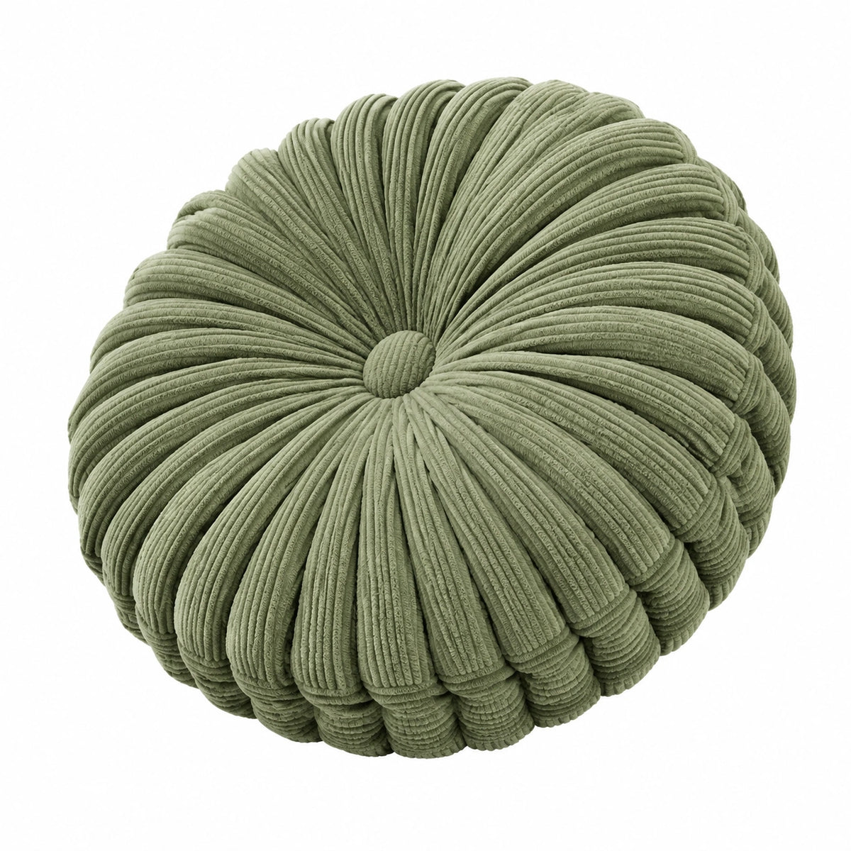 Cuscino decorativo rotondo 40 cm in velluto a coste verde stile moderno